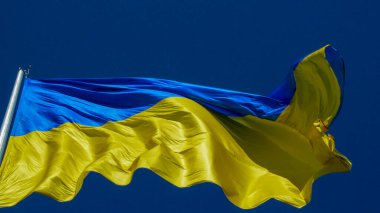 Ukrayna 'nın sarı ve mavi bayrağı rüzgarda dalgalanıyor.