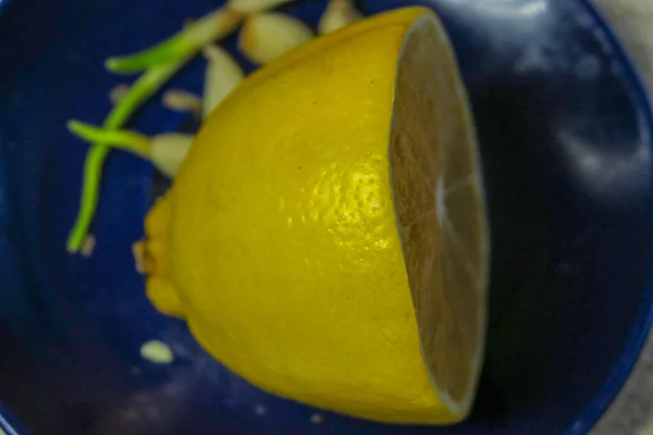 Yellow Lemon Plate Kitchen — Stock Photo, Image