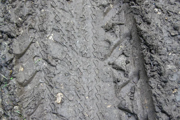 Traces Car Tire Treads Ground — Stock Photo, Image