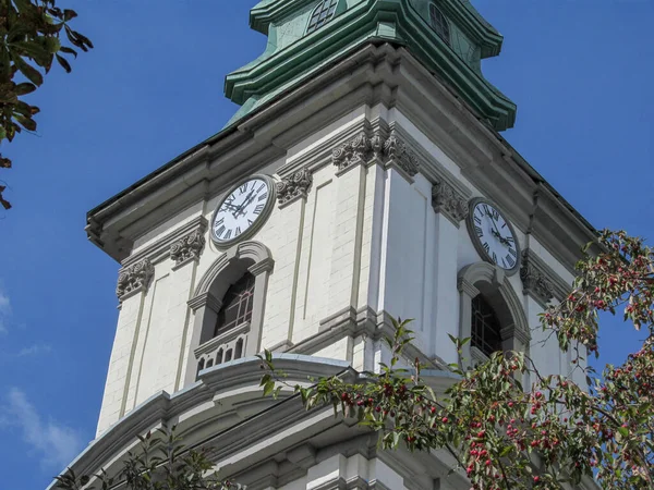 Relógio Torre Antiga Igreja Ternopil — Fotografia de Stock