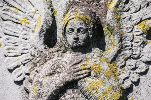 Antigo Monumento Anjo Pedra Cemitério — Fotografia de Stock