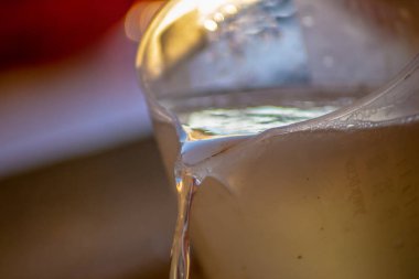 Arılar için plastik bardakta suyla şerbet veya şeker.