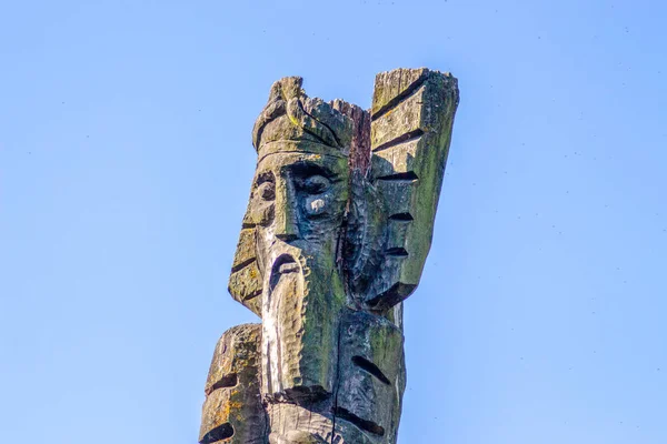 Monumento Legno All Antico Saggio Guerriero Nel Parco — Foto Stock