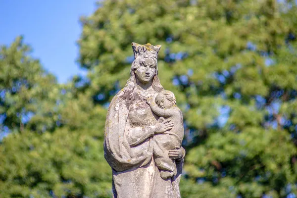 Monument Mère Dieu Sur Tombe Cimetière Chrétien Ternopil Ukraine — Photo