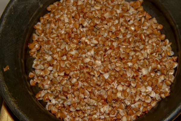 Delicious Boiled Buckwheat Porridge Plate — Stock Photo, Image