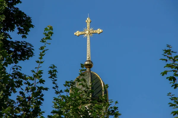 Telhado Igreja Greco Católica Ucraniana Com Uma Cruz — Fotografia de Stock