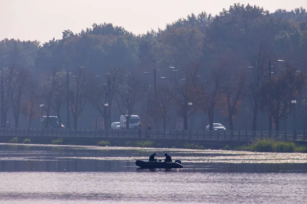 Vue Générale Sur Ville Lac Matin — Photo