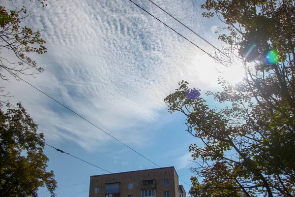 Kraftledningar Himlen Bakgrund — Stockfoto