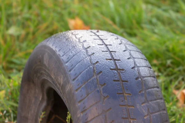 Rubber Car Tires Park Grass — Stock Photo, Image