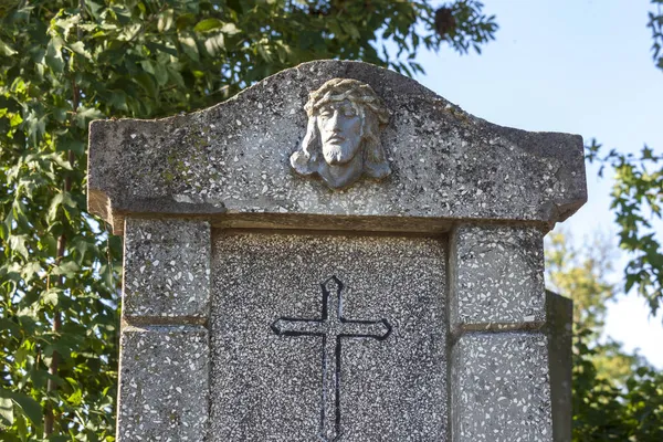 Kamenná Socha Ježíše Krista Hřbitově — Stock fotografie