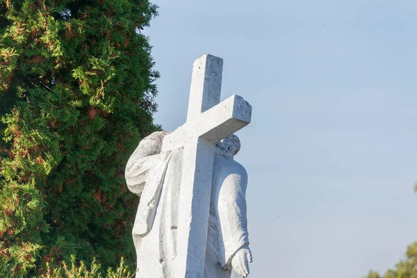 Stenskulptur Jesus Kristus Kyrkogården — Stockfoto