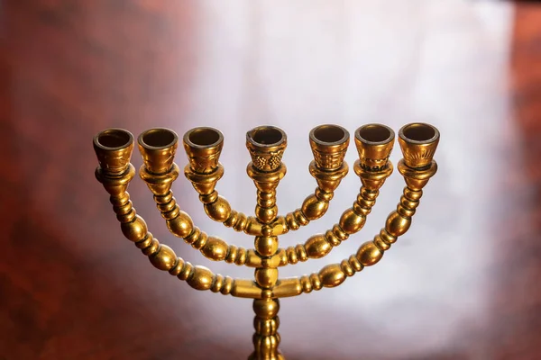 Jewish Gilded Festive Seven Candlestick — Stock Photo, Image