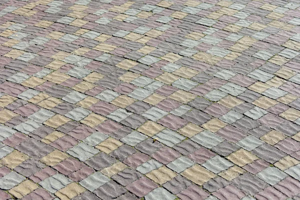 Textura Paralelepípedo Colorido Para Fundos Pavimento Betão Calçada — Fotografia de Stock