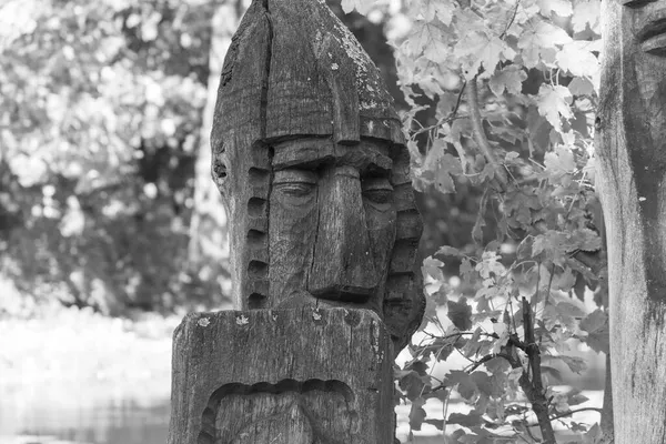 Wooden Sculpture Sage Soldier Park — 스톡 사진