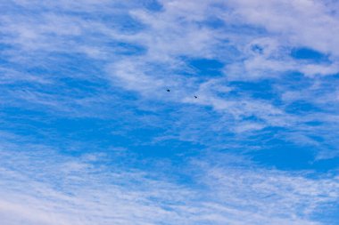 Sonbahar mavi gökyüzü ve beyaz bulutlar