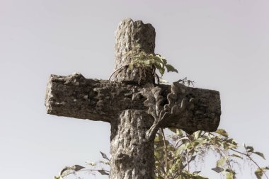 Hıristiyan haçı mezarlıkta.