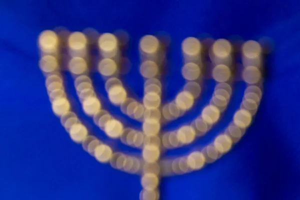 为庆祝光明节 犹太新年和逾越节而举行的犹太人仪式 金色七支烛台 — 图库照片