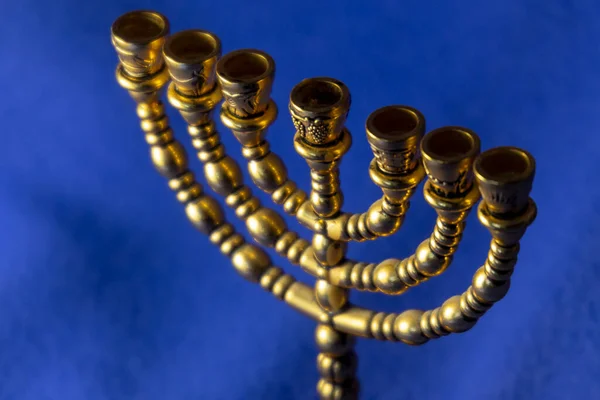 Ritual Judío Dorado Siete Candelabros Para Celebrar Hanukkah Año Nuevo —  Fotos de Stock