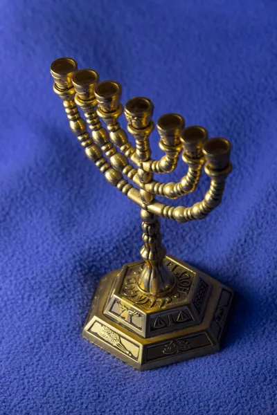 Ritual Judaico Ouro Sete Castiçal Para Celebrar Hanukkah Ano Novo — Fotografia de Stock