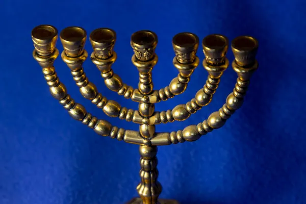 Judisk Ritual Gyllene Sju Ljusstake För Att Fira Hanukkah Judisk — Stockfoto