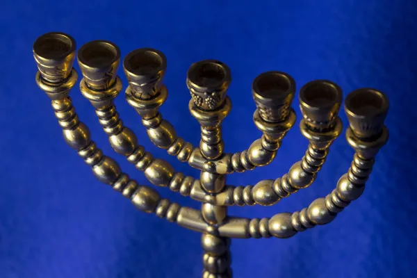 Єврейський Ритуал Золотий Семисвічник Честь Святкування Хануки Єврейського Нового Року — стокове фото