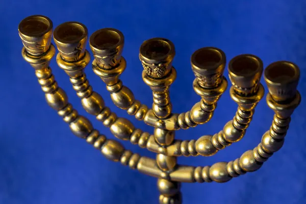 Rituale Ebraico Candelabro Oro Sette Celebrare Hanukkah Capodanno Ebraico Pasqua — Foto Stock