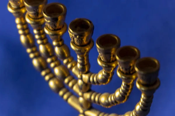 Εβραϊκή Τελετουργία Χρυσή Επτά Κηροπήγιο Για Γιορτάσουν Hanukkah Εβραϊκή Πρωτοχρονιά — Φωτογραφία Αρχείου