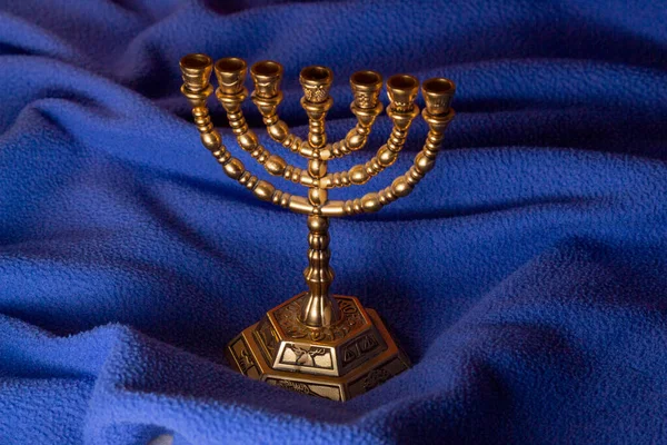 Judisk Ritual Gyllene Sju Ljusstake För Att Fira Hanukkah Judisk — Stockfoto