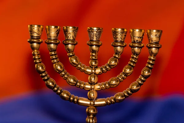 Hannuka Yahudi Yeni Yılı Hamursuz Bayramı Kutlamak Için Altın Sarısı — Stok fotoğraf