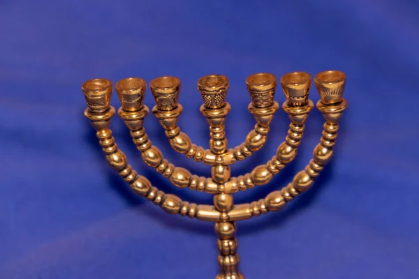 Židovský Rituál Zlatých Sedmi Svícnů Oslavu Chanuky Židovského Nového Roku — Stock fotografie