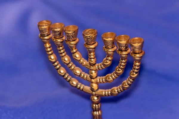 Jewish Ritual Golden Seven Candlestick Celebrate Hanukkah Jewish New Year — Stock Photo, Image