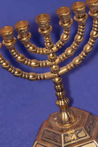 Jewish Ritual Golden Seven Candlestick Celebrate Hanukkah Jewish New Year — Stock Photo, Image