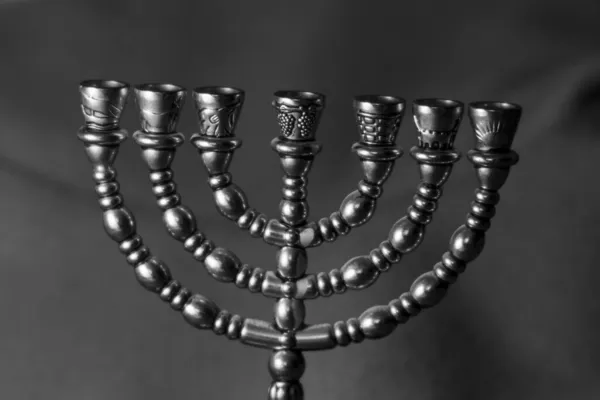 Żydowskie Piękne Złote Siedem Świeczników Okazji Chanuki Żydowskiego Nowego Roku — Zdjęcie stockowe