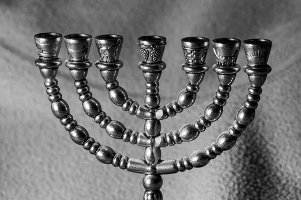 Jewish Beautiful Golden Seven Candlestick Celebrate Hanukkah Jewish New Year — Stock Photo, Image