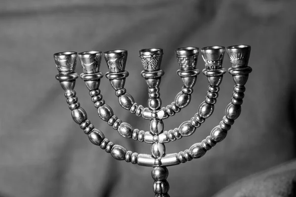 Єврейська Прекрасна Золота Сім Свічок Святкувати Хануку Єврейський Новий Рік — стокове фото