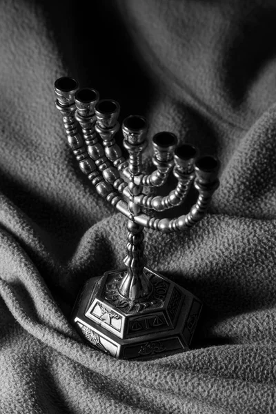 Еврейские Красивые Золотые Семь Подсвечников Празднования Хануки Еврейского Нового Года — стоковое фото