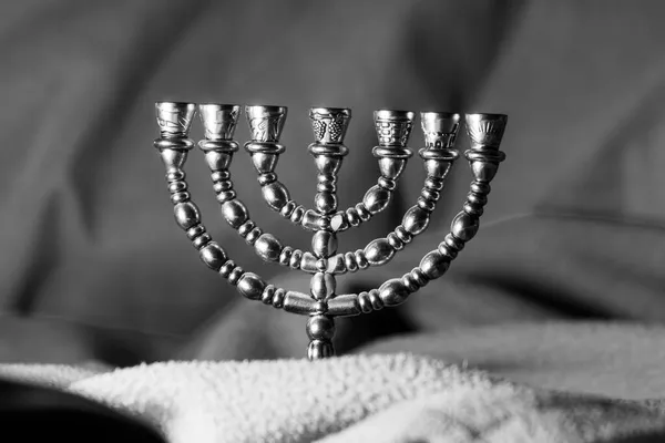 Jüdische Schöne Goldene Sieben Leuchter Zur Feier Von Chanukka Jüdischem — Stockfoto