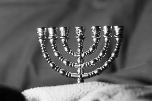 Judisk Vacker Gyllene Sju Ljusstake För Att Fira Hanukkah Judisk — Stockfoto