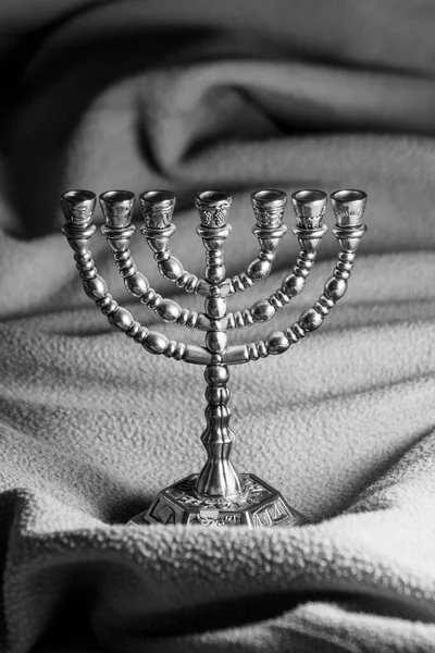 Jewish Beautiful Golden Seven Candlestick Celebrate Hanukkah Jewish New Year — Stock Photo, Image