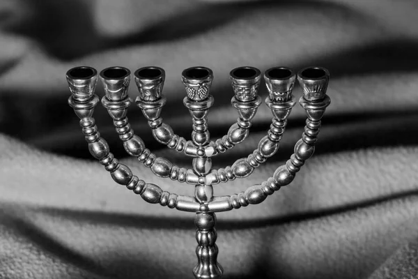 Judisk Vacker Gyllene Sju Ljusstake För Att Fira Hanukkah Judisk — Stockfoto