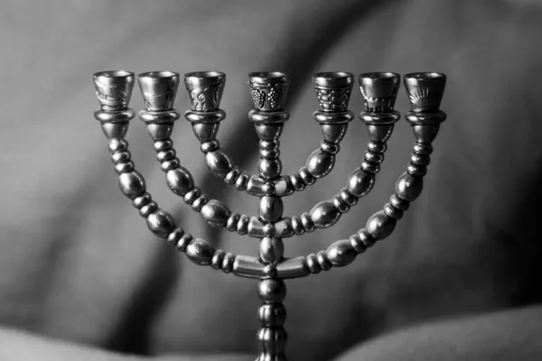 Judisk Vacker Gyllene Sju Ljusstake För Att Fira Hanukkah Judisk — Stockfoto