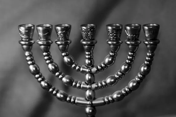 Jewish Golden Seven Candlestick Reading Torah Holy Scriptures — Stock Photo, Image