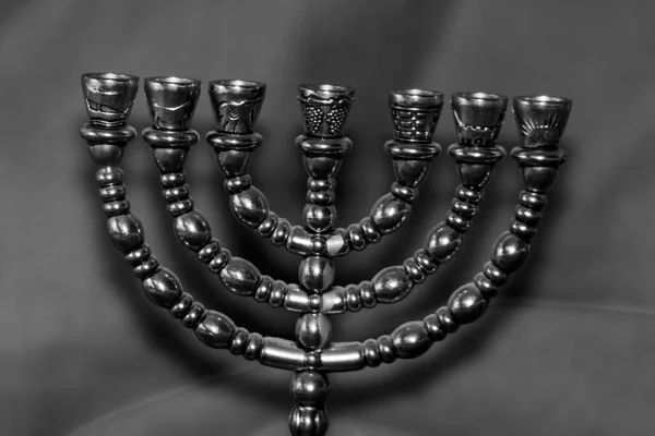 Jewish Golden Seven Candlestick Reading Torah Holy Scriptures — Stock Photo, Image