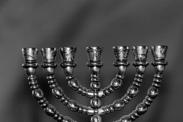 Candelabro Oro Ebraico Sette Candele Lettura Della Torah Delle Sacre — Foto Stock
