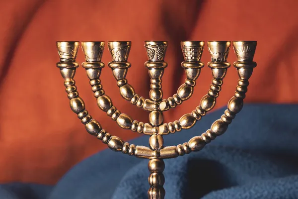 Żydowski Złoty Siedem Świecznik Czytania Tory Pisma Świętego — Zdjęcie stockowe