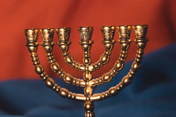 Judisk Gyllene Sjuljusstake För Att Läsa Torán Och Heliga Skrifterna — Stockfoto