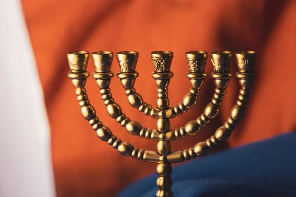 Judaico Sete Candelabro Ouro Para Ler Torá Sagradas Escrituras — Fotografia de Stock