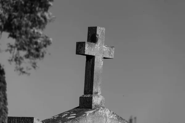 Христианский Крест Могиле Кладбище — стоковое фото