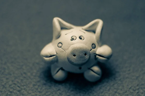 Sculpture Toy Pig Blue Background Stock Image