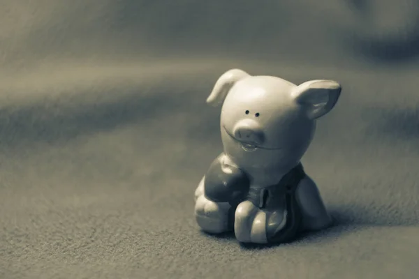 Sculpture Toy Pig Blue Background Stock Photo